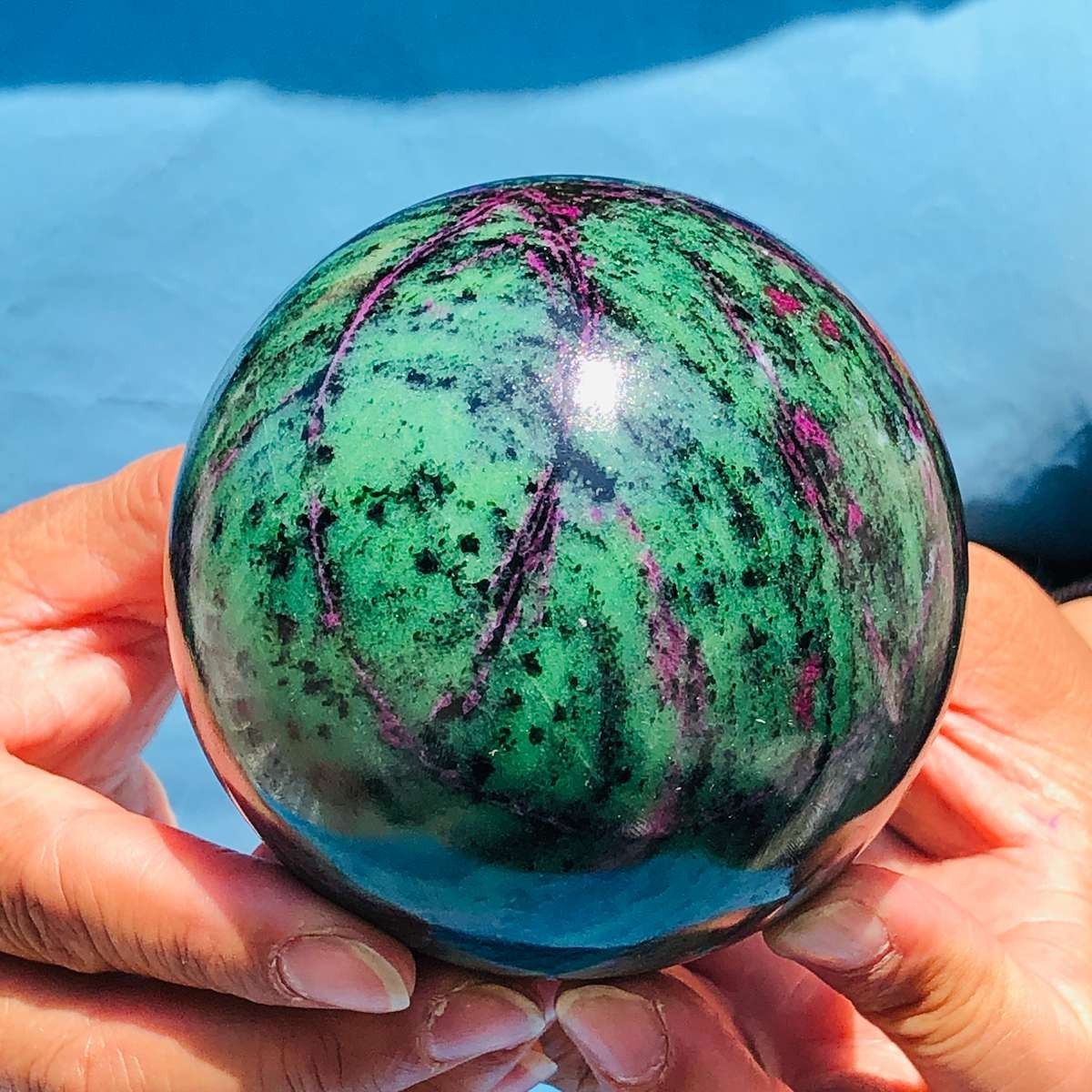 2 pieces 5.14LB Natural Red and Green Treasure Ball Quartz Crystal Specimen 5169