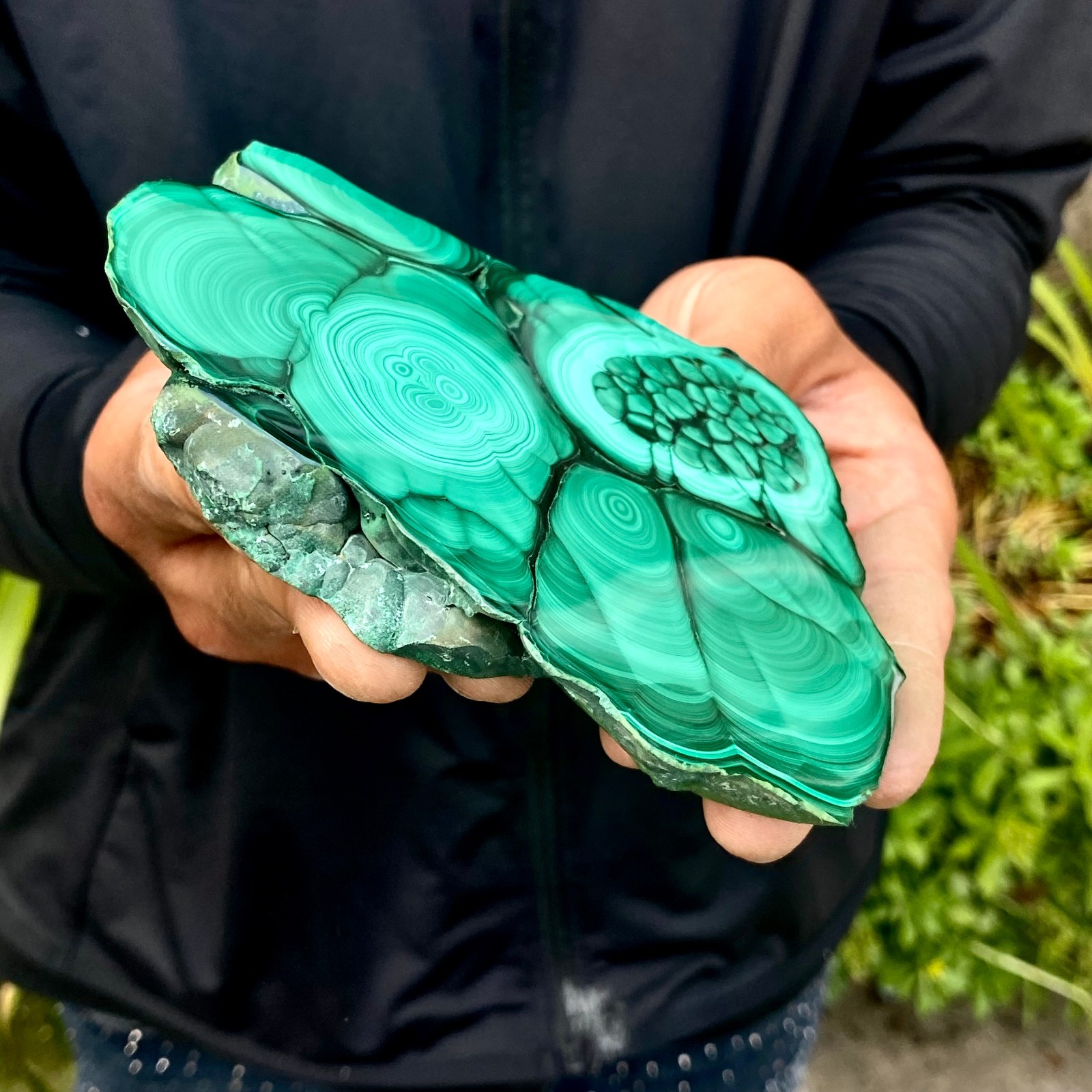 463G Natural malachite slice quartz crystal luster mineral specimen
