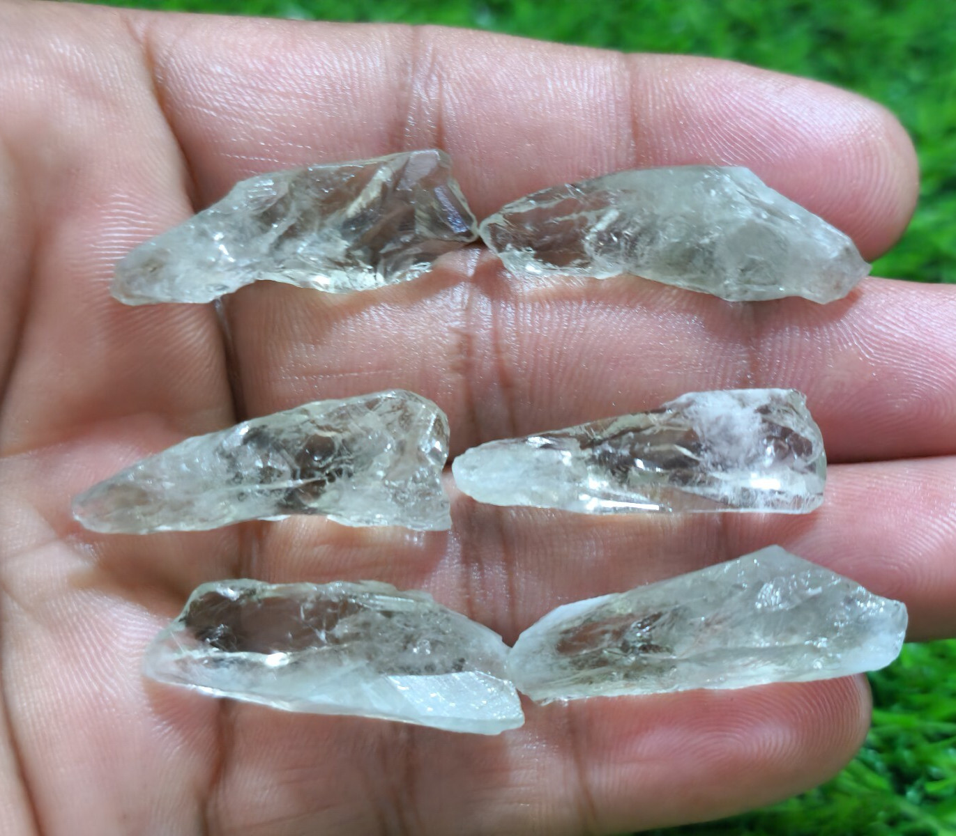Glowing Green Amethyst Shards 6 Pcs 30-35 mm Loose Gemstone For Jewelry Making