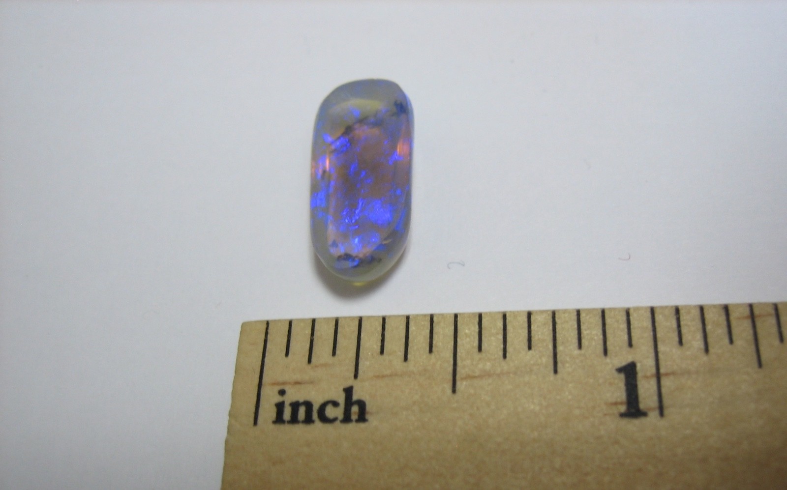 15mm x 7mm POLISHED LIGHTNING RIDGE OPAL CRYSTAL CABOCHON FULL COLOR BLUE 4ct *1