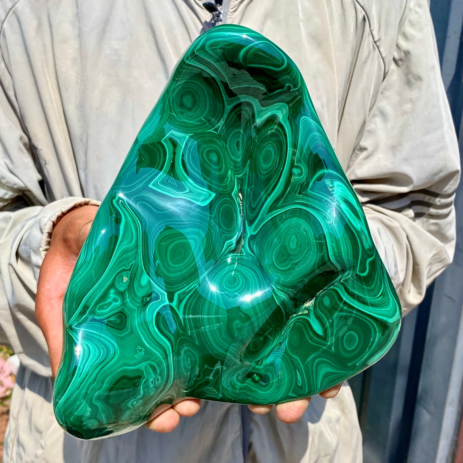 7.69LB Natural glossy Malachite transparent cluster rough mineral sample