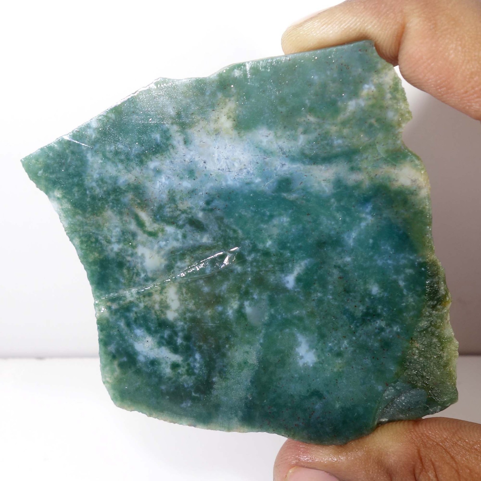 Seaweed Green Moss Agate Slice Slab Rough Natural Gemstone Loose 280.80 Cts