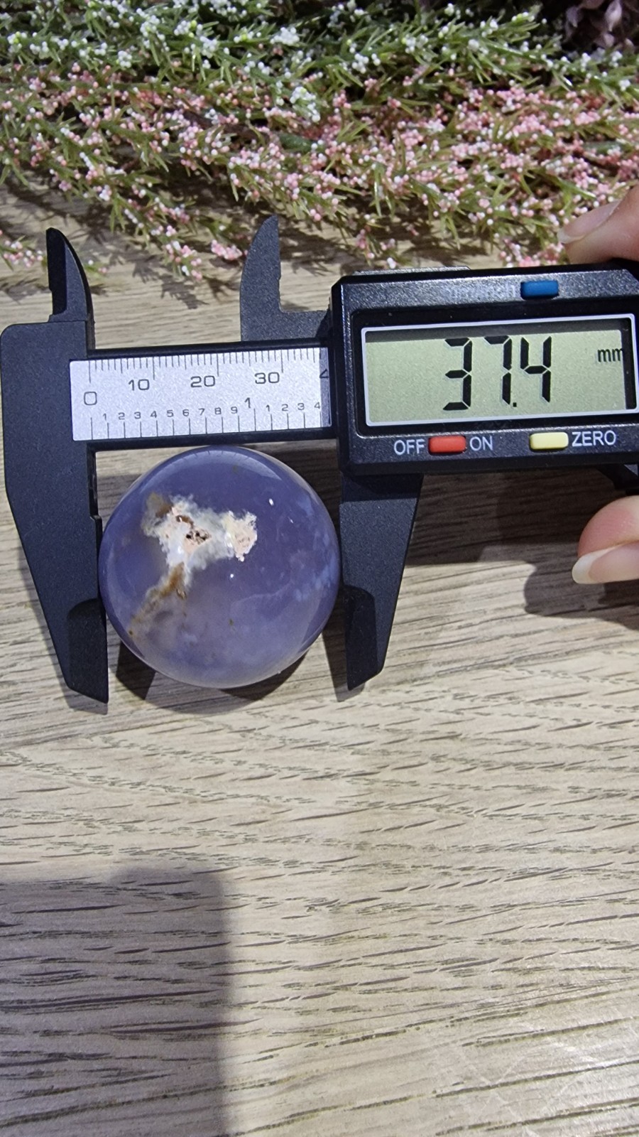 Blue Chalcedony Crystal Sphere 37mm 72g + Stand