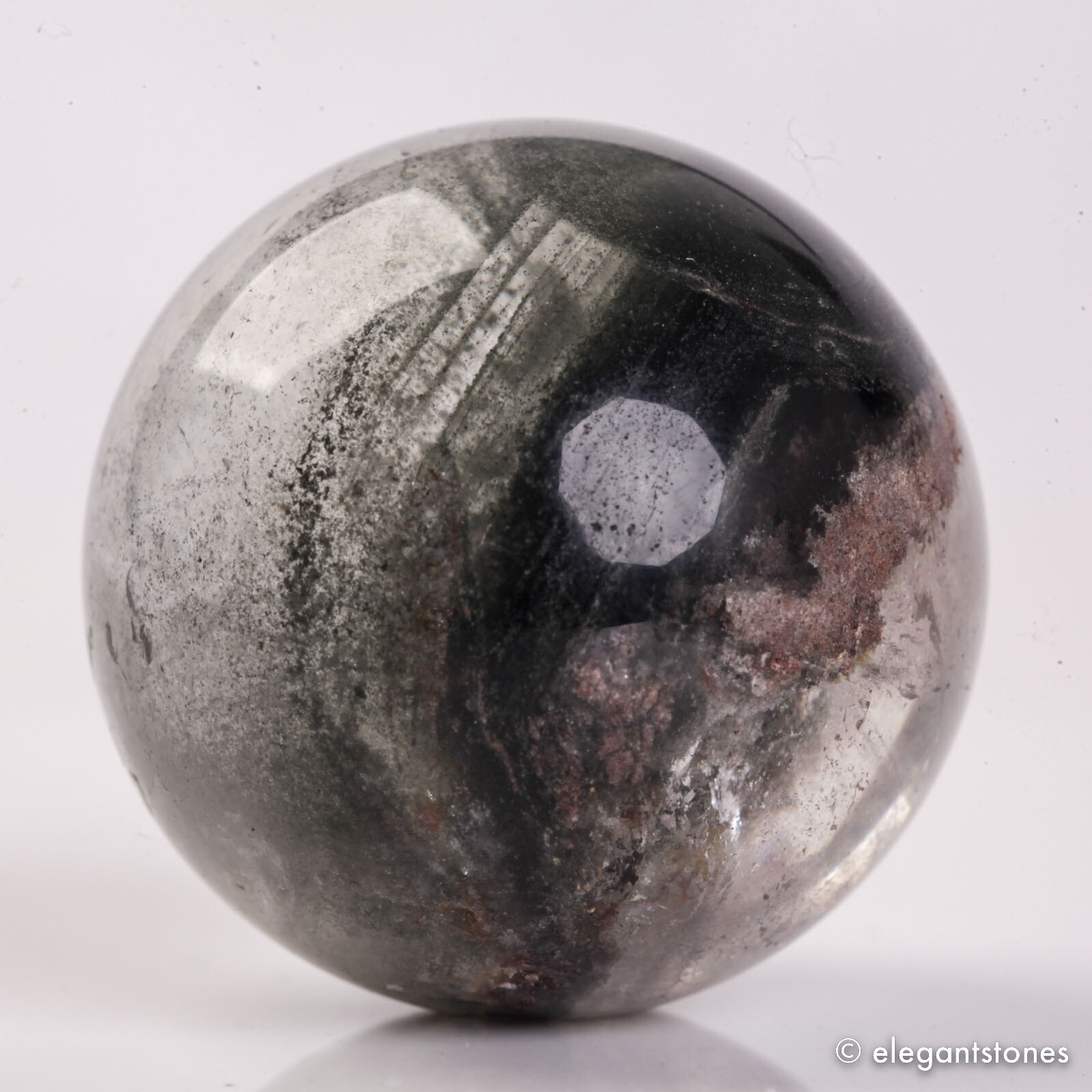 58g35mm Natural Garden/Phantom/Ghost/Lodolite Quartz Crystal Sphere Healing Ball
