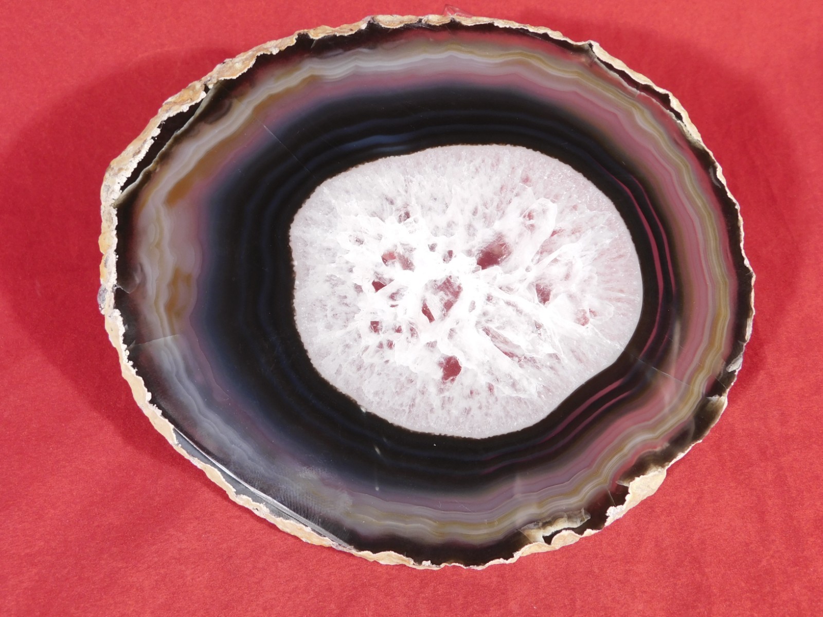 Polished QUARTZ Crystal Nodule Slab w/ Banded Agate & Display Stand Brazil 192gr