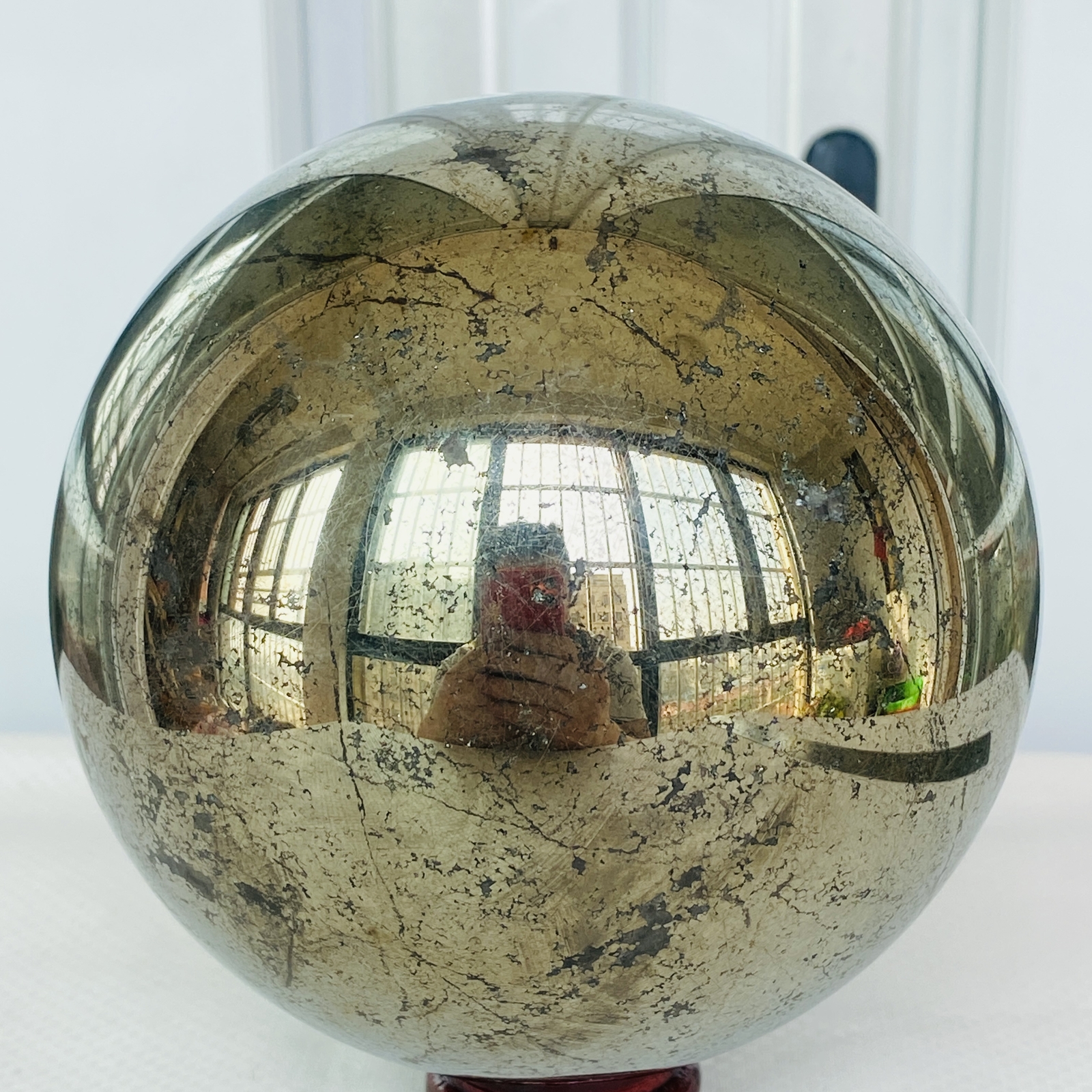 Natural Chalcopyrite Quartz Crystal Ball Energy Reiki Healing 3560G