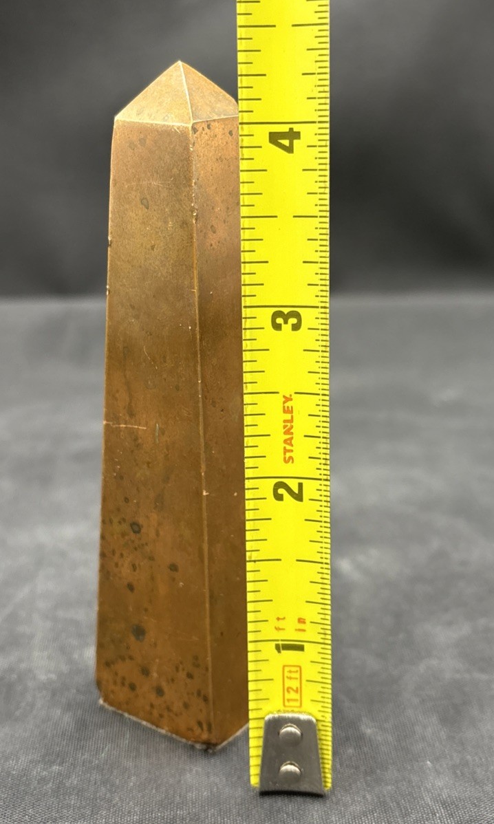 Solid Copper 4.25” Tall Obelisk Meditation Energy Grounding Paperweight 14oz