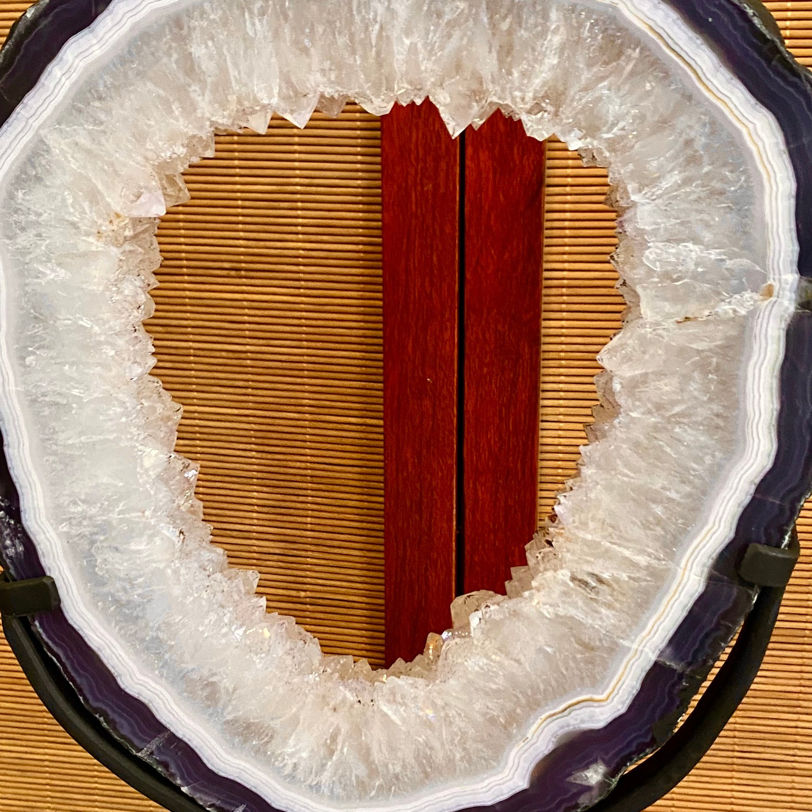 8.59LB Natural Amethyst Cave Crystal Slice Crescent shaped Hand Cut Repai