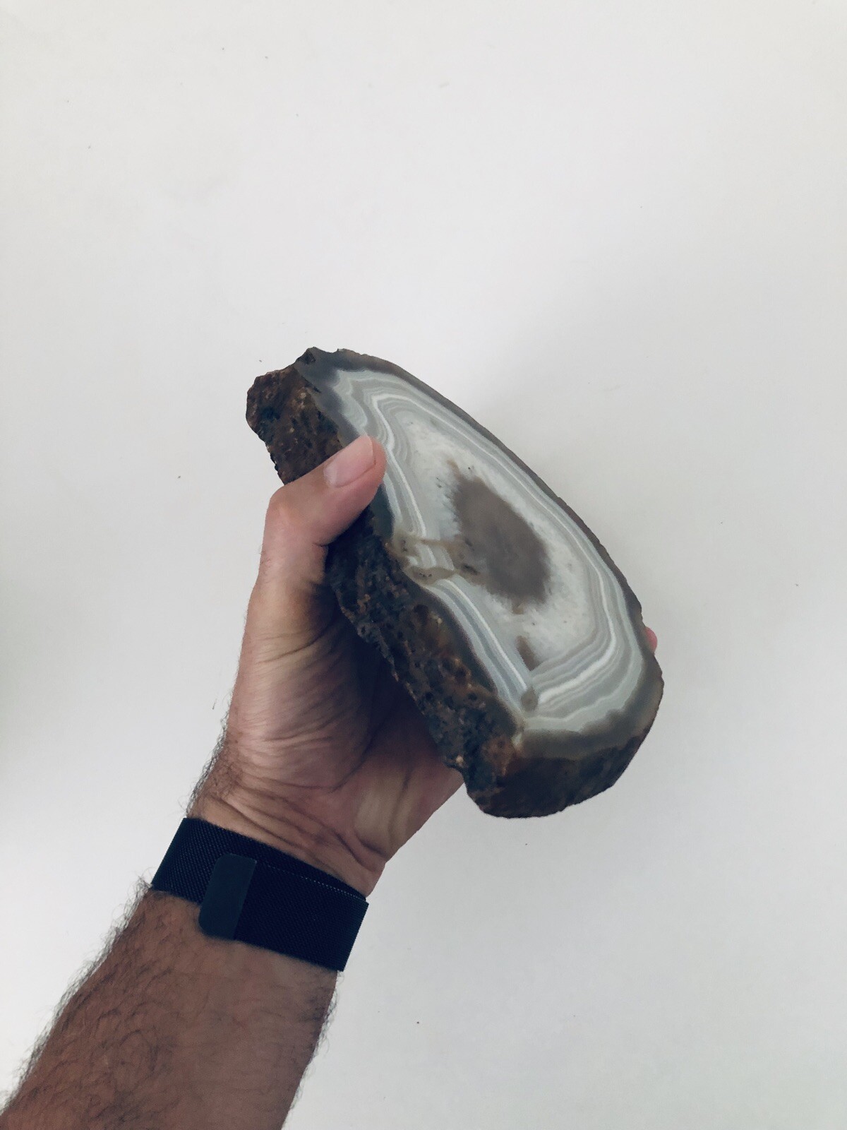1,220 Grams 2.13 Pounds Polished Agate Crystal Slice Natural Gray Brown Stone