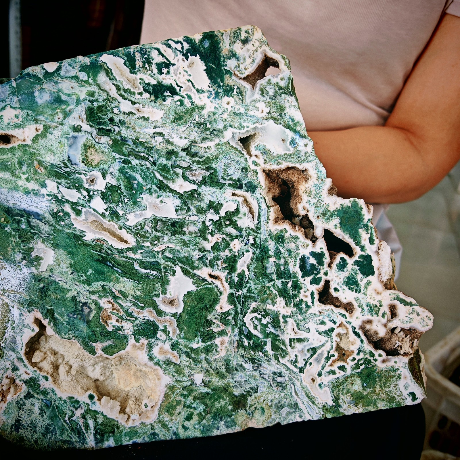 15.84LB Natural and beautiful aquatic agate crystal rough sliced stone specimen