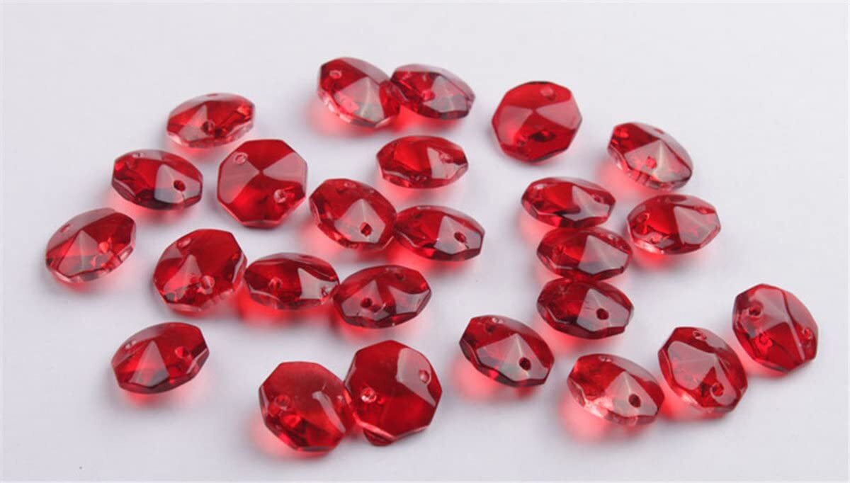 50PCS 2 Holes Various Color Crystal Glass Octagon Chandelier Parts for Home Deco