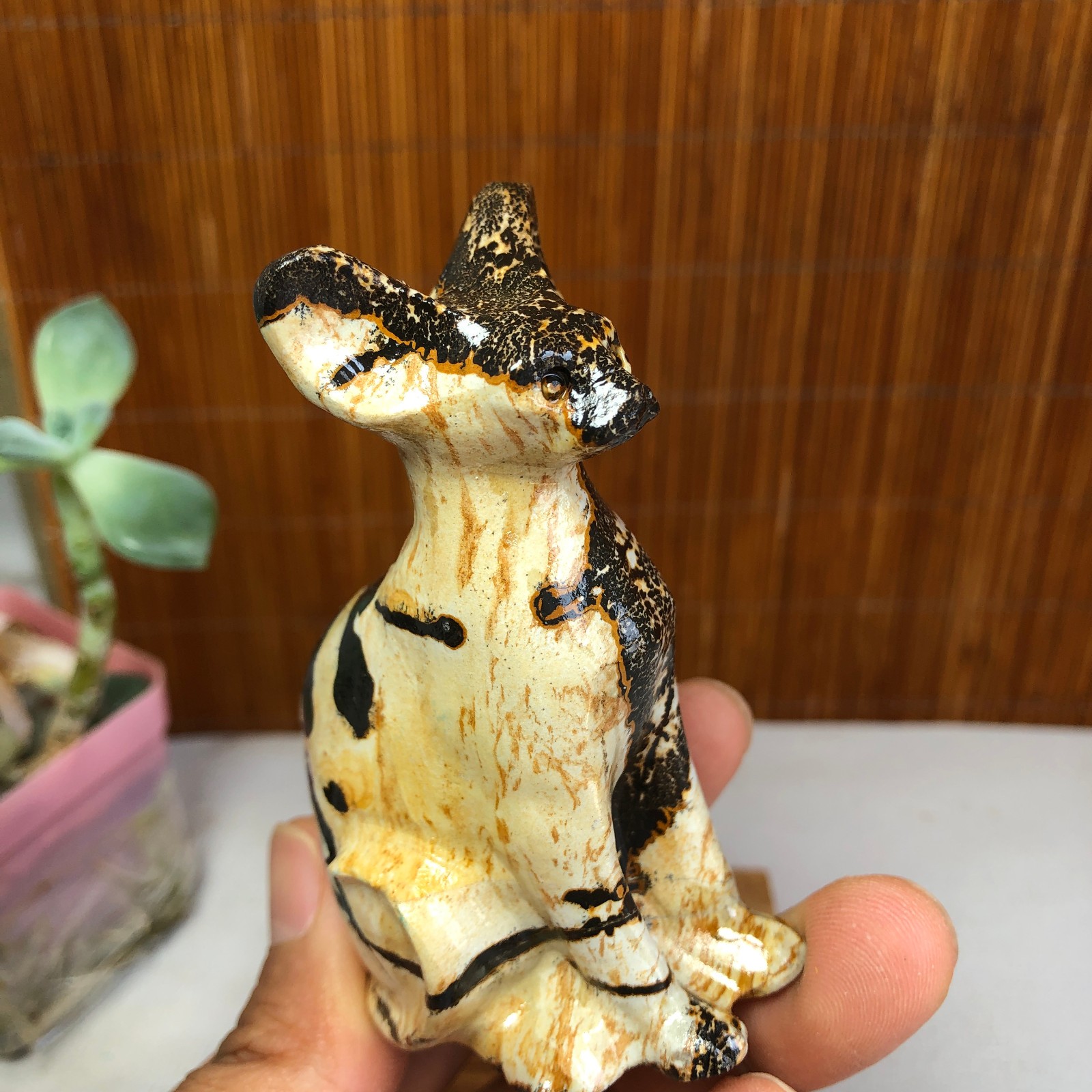 Rare Natural Traditional Chinese Painting Hand Carving Animal Model 117g g8396