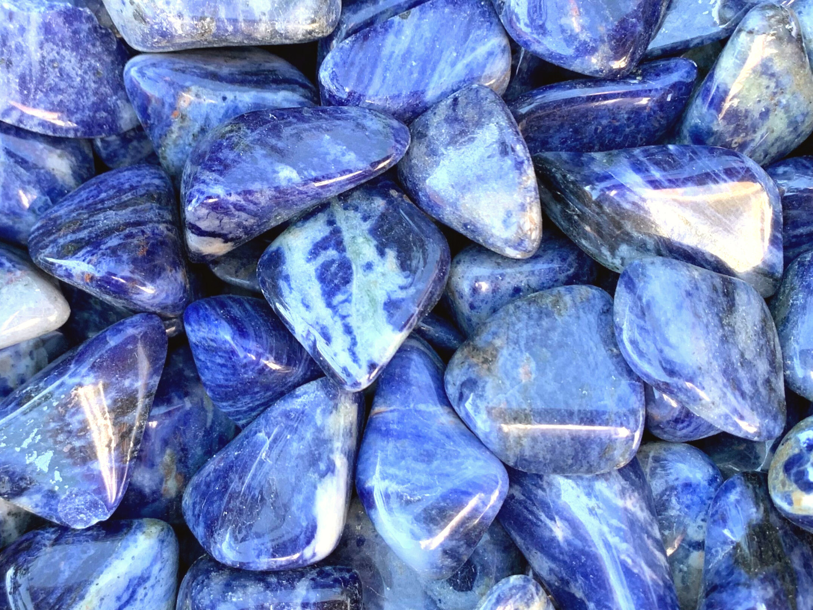 Sodalite “Granite” Tumbled Gemstones – Bulk Wholesale Options – 1 LB