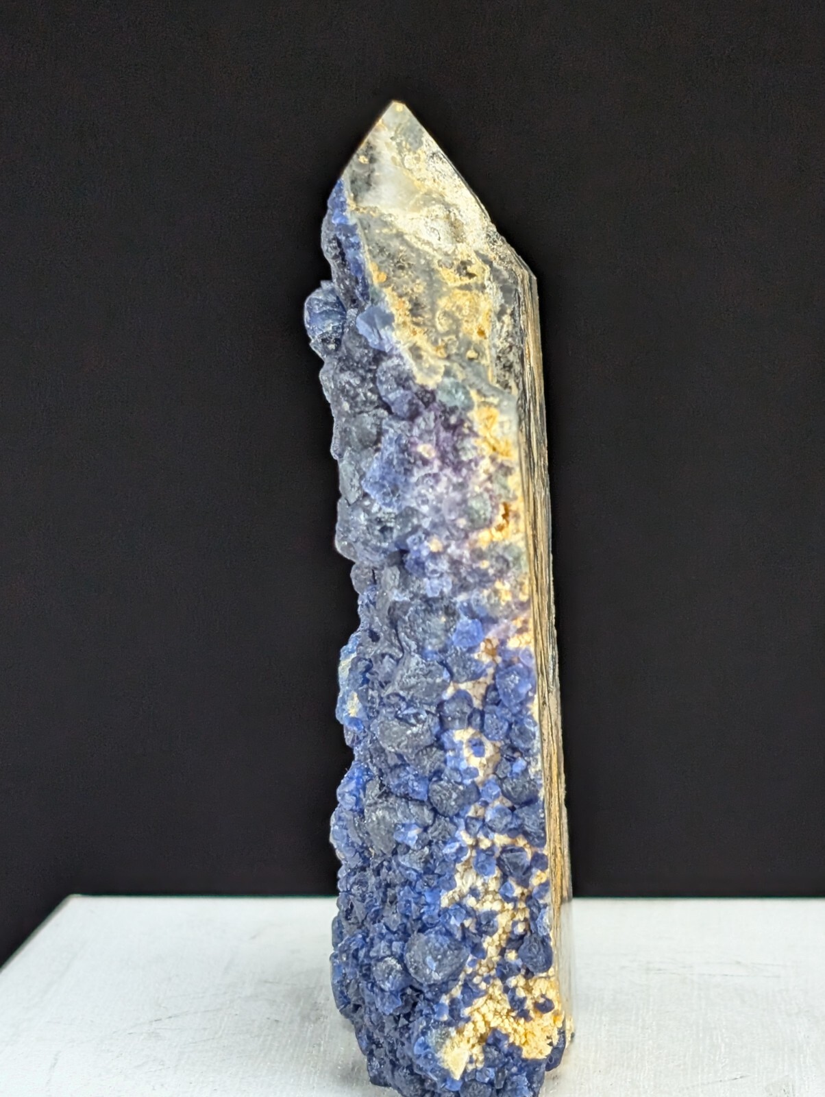 Fluorite Tower Blue Rough Crystal Point Chakra Gemstone Raw Wand Blueberry