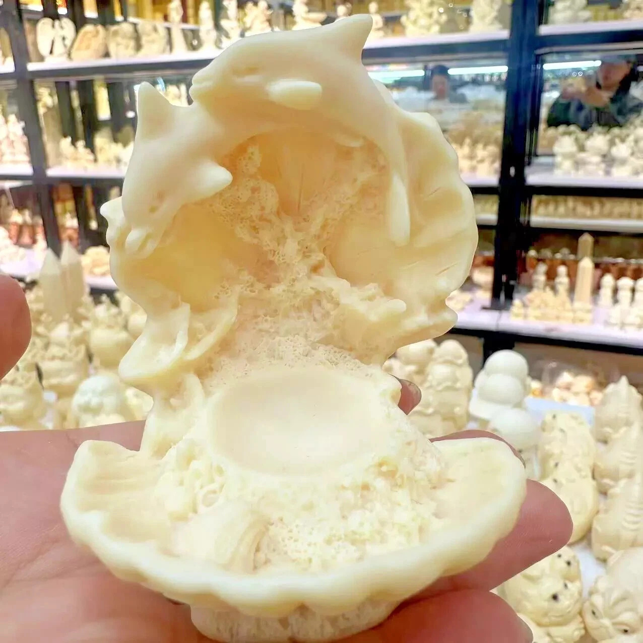 Natural Genuine Tagua Nut Carved shell skull Decor reiki healing gift 1PC