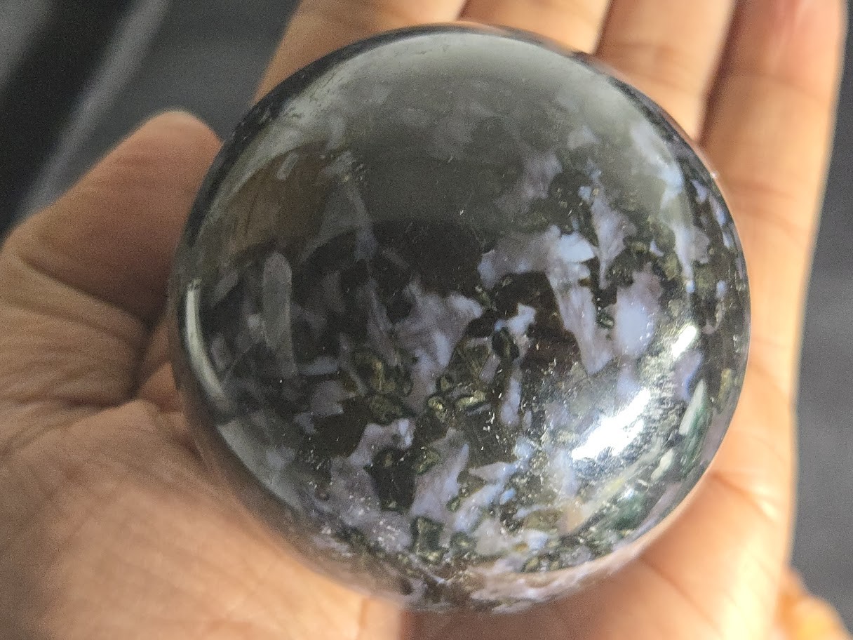 Mystic Merlinite Blizzard Stone Sphere Blue Indigo Gabbro (65 mm 417gm) Crystal