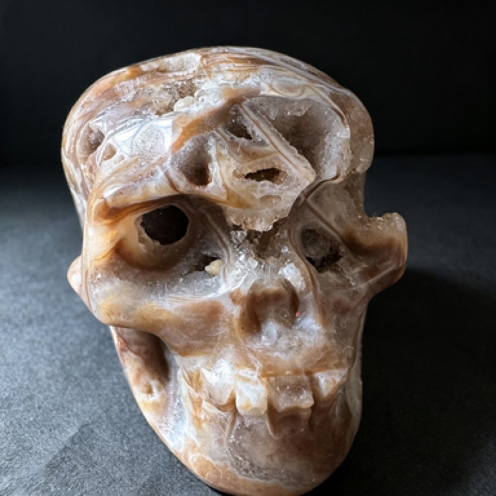 Natural Sphalerite Hand Carved Skull Sculpture, Polished Crystal Healing Statue