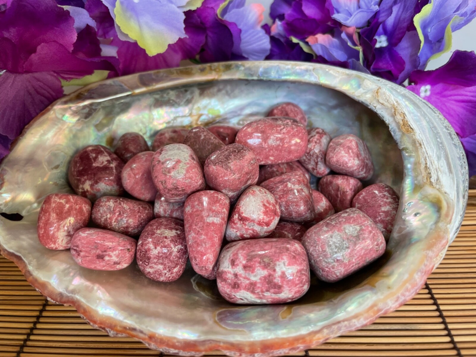 1X Pink Thulite Tumbled Stone 20-25mm Reiki Healing Crystal Speaking Introverts
