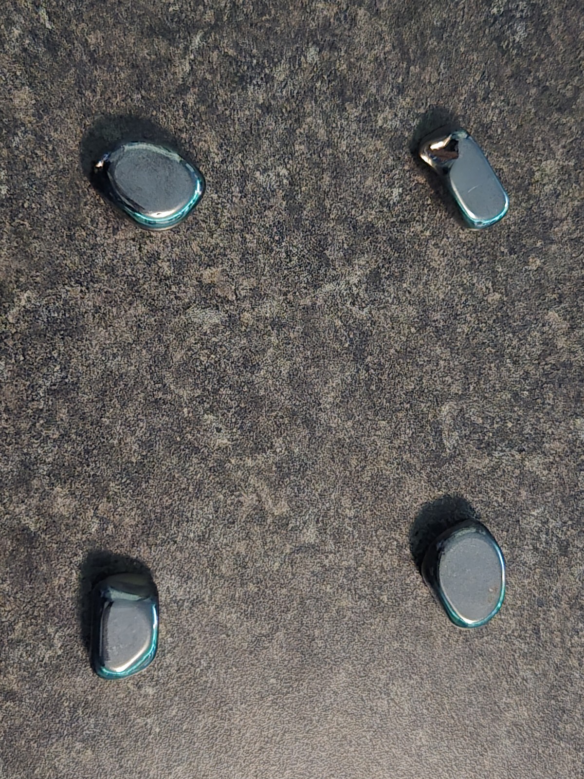 Crystal Caves Pennsylvania Magnetite Crystal In Blue Velvet Bag 9 Stones Total