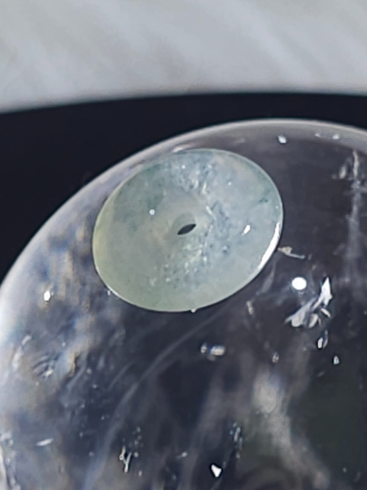 15mm Jade Pi Disc Pendant | Icy Green Donut Bead | Semi-Translucent 1.84g
