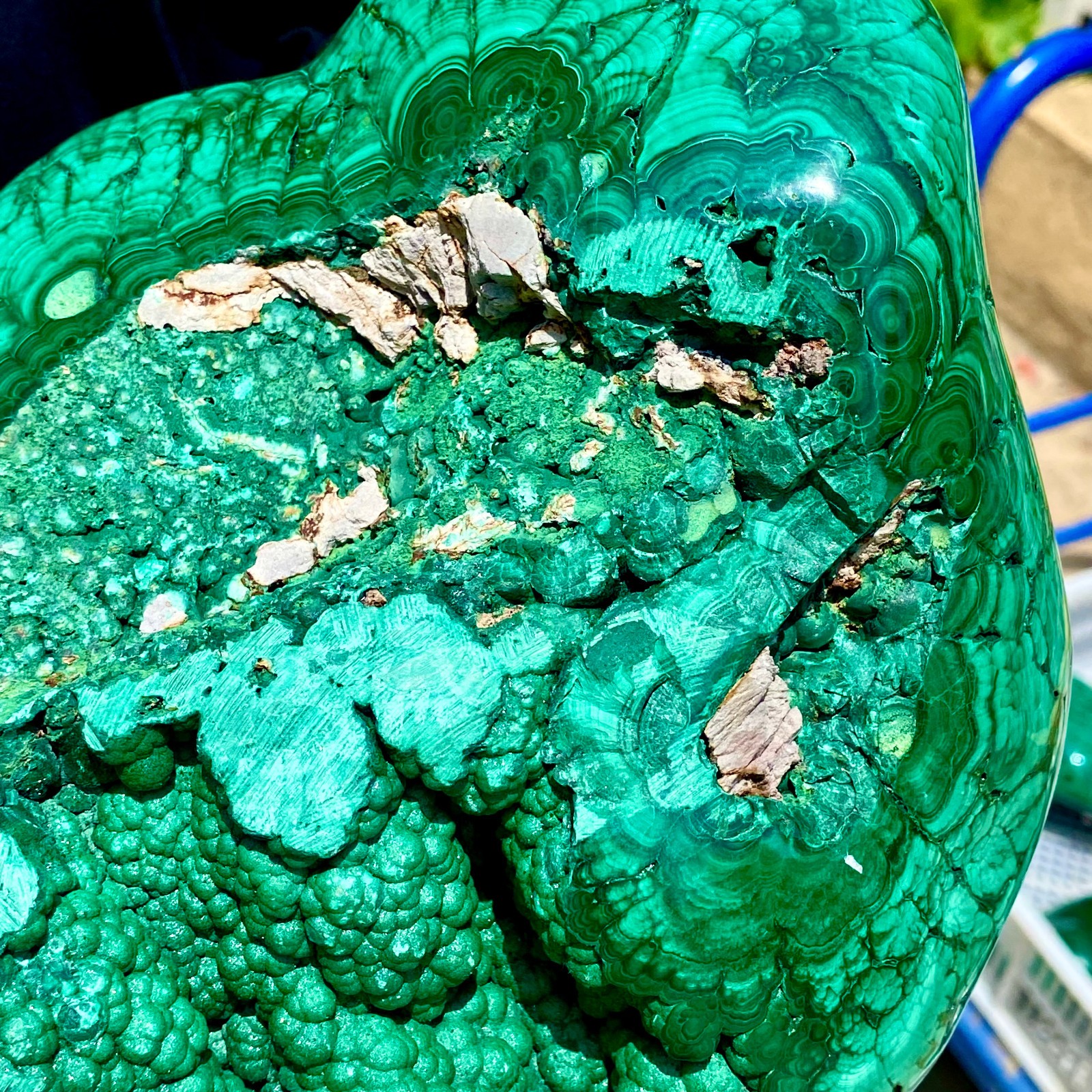 17.41LB Large Natural glossy malachite transparent cluster rough mineral sample