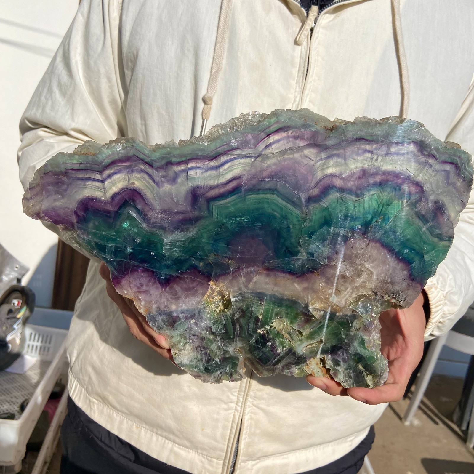 6.7lb Natural Colourful Fluorite Crystal slices Rough stone specimens Healing