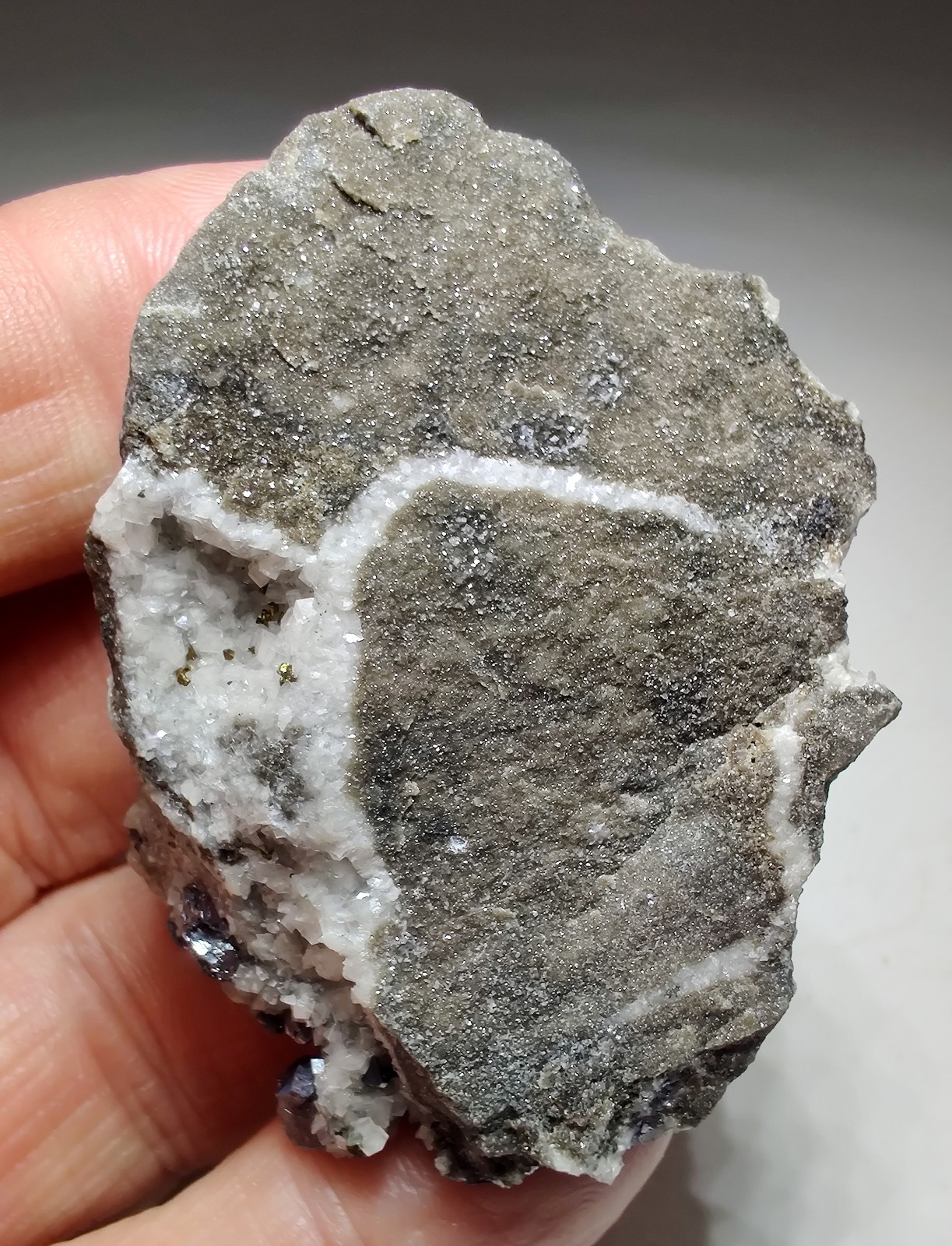 Galena with Dolomite, Chalcopyrite crystals. Viburnum Trend, Missouri. 59 grams.