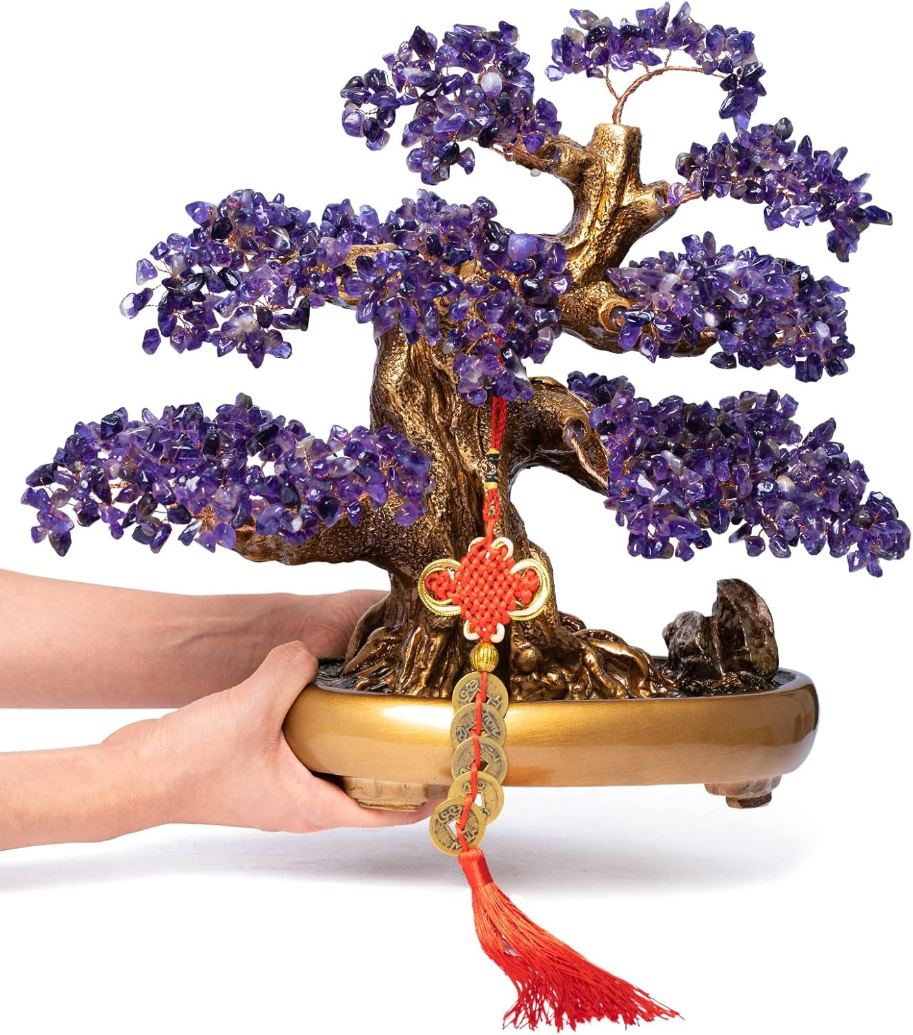 Natural Amethyst Gemstone Crystal Bonsai Tree of Life Large Feng Shui Money Chak