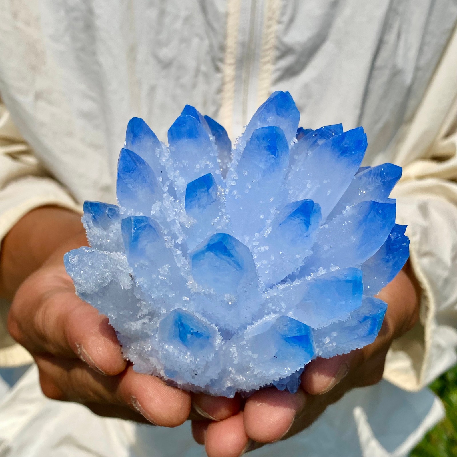 405G New Find blue Phantom Crystal Quartz Cluster Mineral Specimen Healing