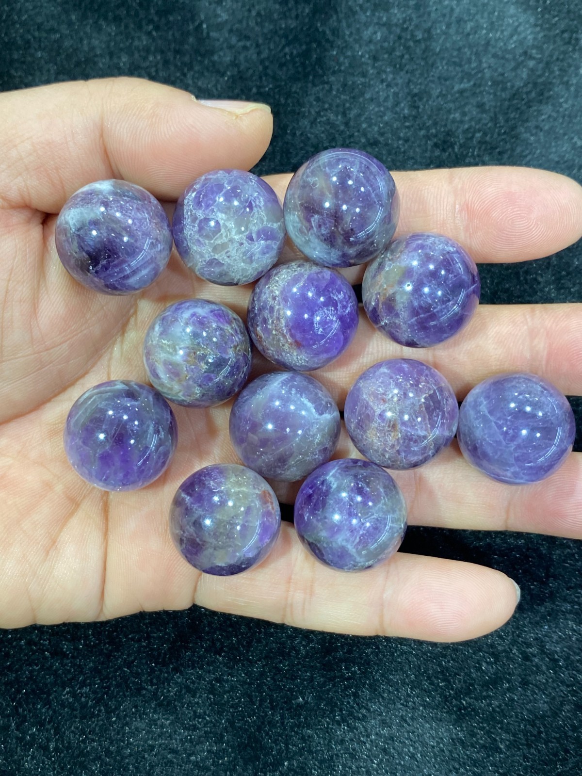 5pc Natural Dreamy Amethyst Sphere Quartz Crystal Carved 20mm ball reiki healing