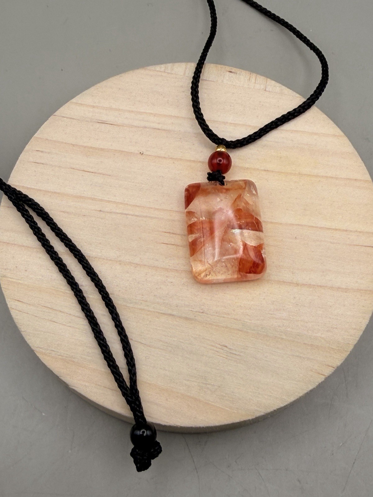 Red Fire Quartz Adjustable Rope Necklace Natural Crystal Gemstone Reiki Chakra