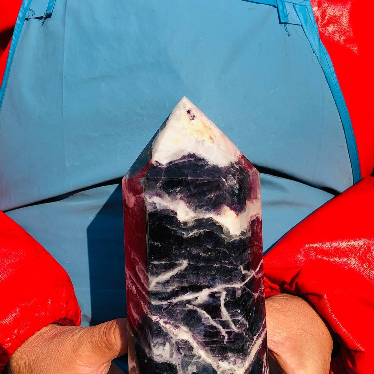 4.15LB Natural Colourful Fluorite Obelisk Quartz Crystal Tower Healing