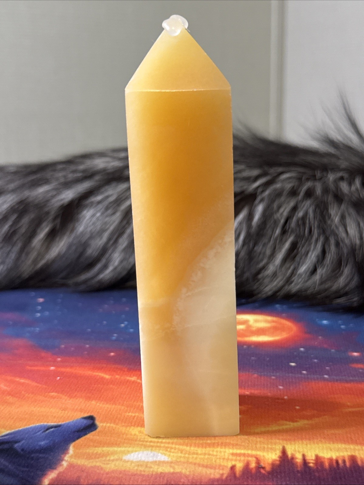 Orange Calcite 6in Natural Point Tower Approximately 440g