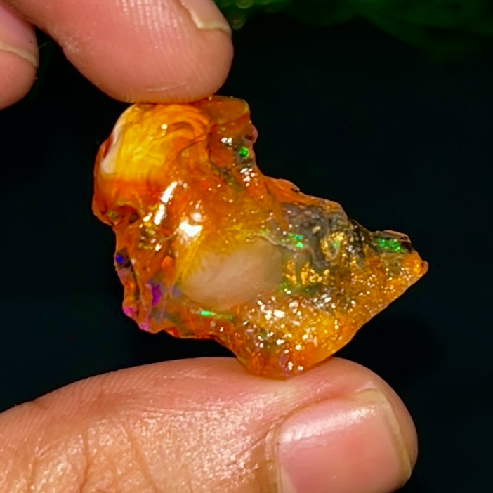 Rare Mexican Fire Opal Rough 26.15 Ct, Natural Orange Opal With Red Green Fire
