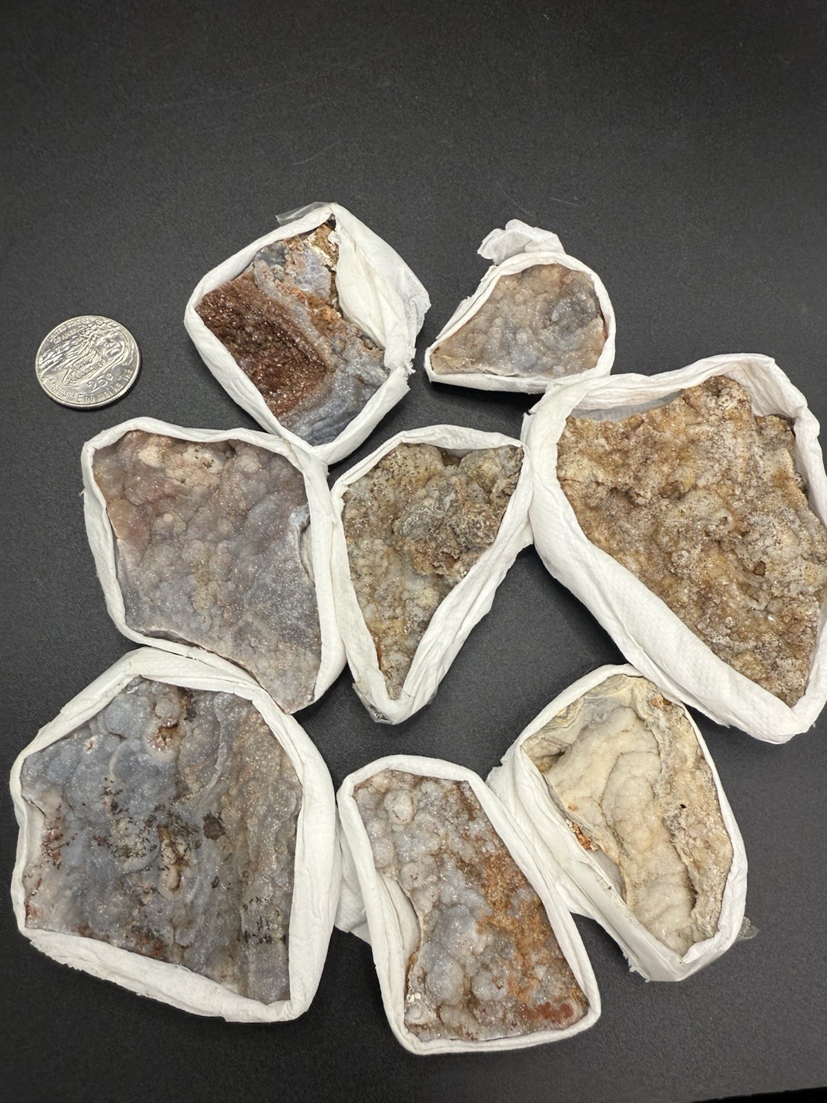 Amazing Chalcedony Flat 8 Pieces!!The Whole Box! Quartz ,Crystals ,Minerals,Gift
