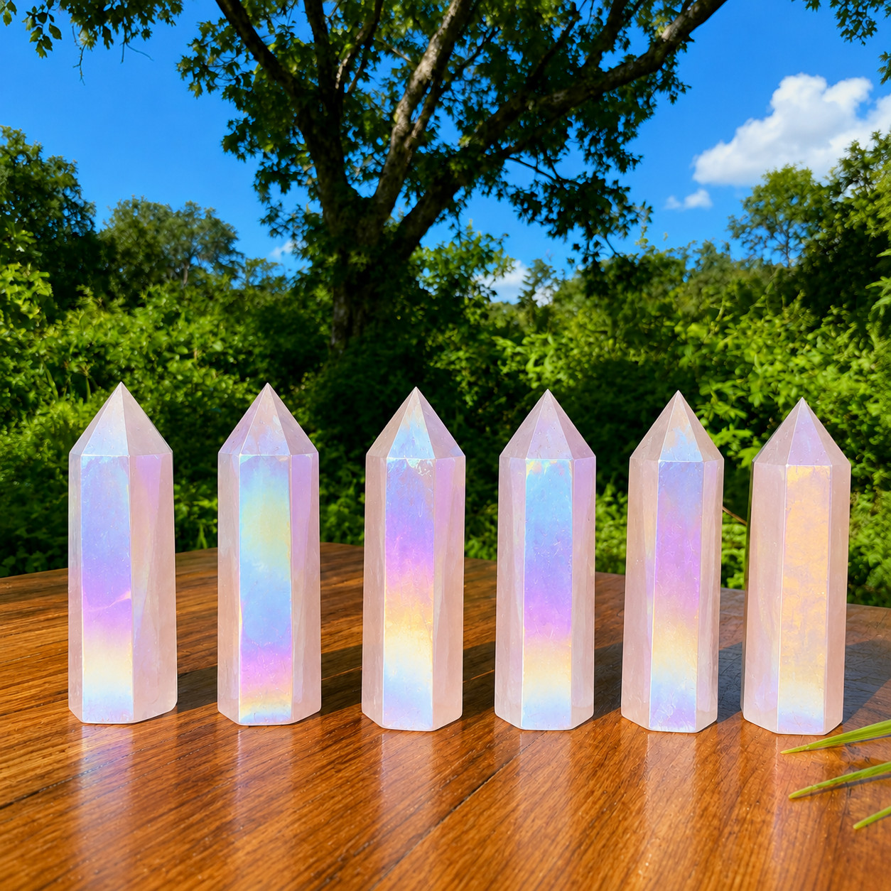Pink Angel Aura Rose Quartz Crystal Tower Point Healing Reiki Meditation Gift