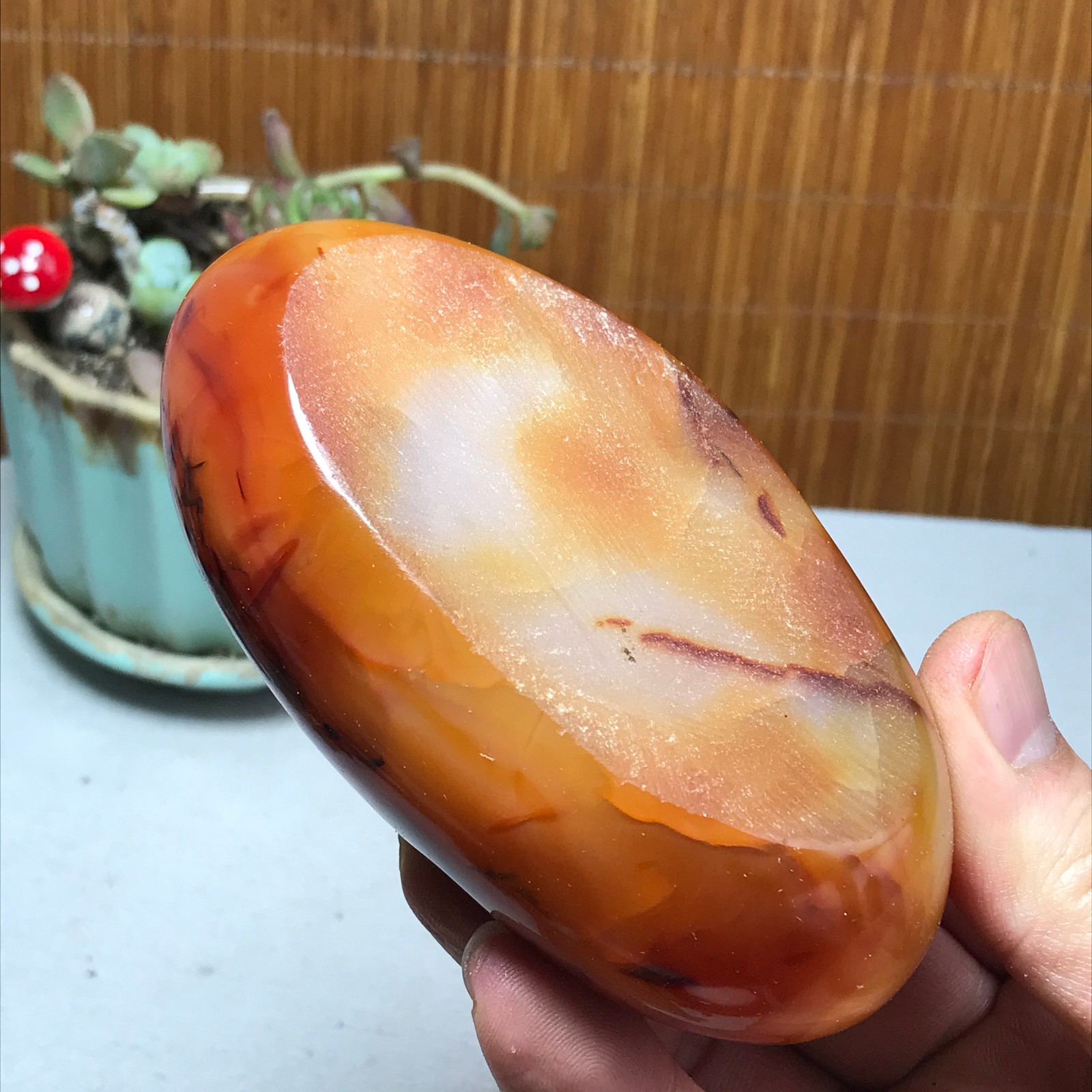 105-65-28mm Rare NATURAL red agate ashtray Hand polishing Crystal specimen A4319