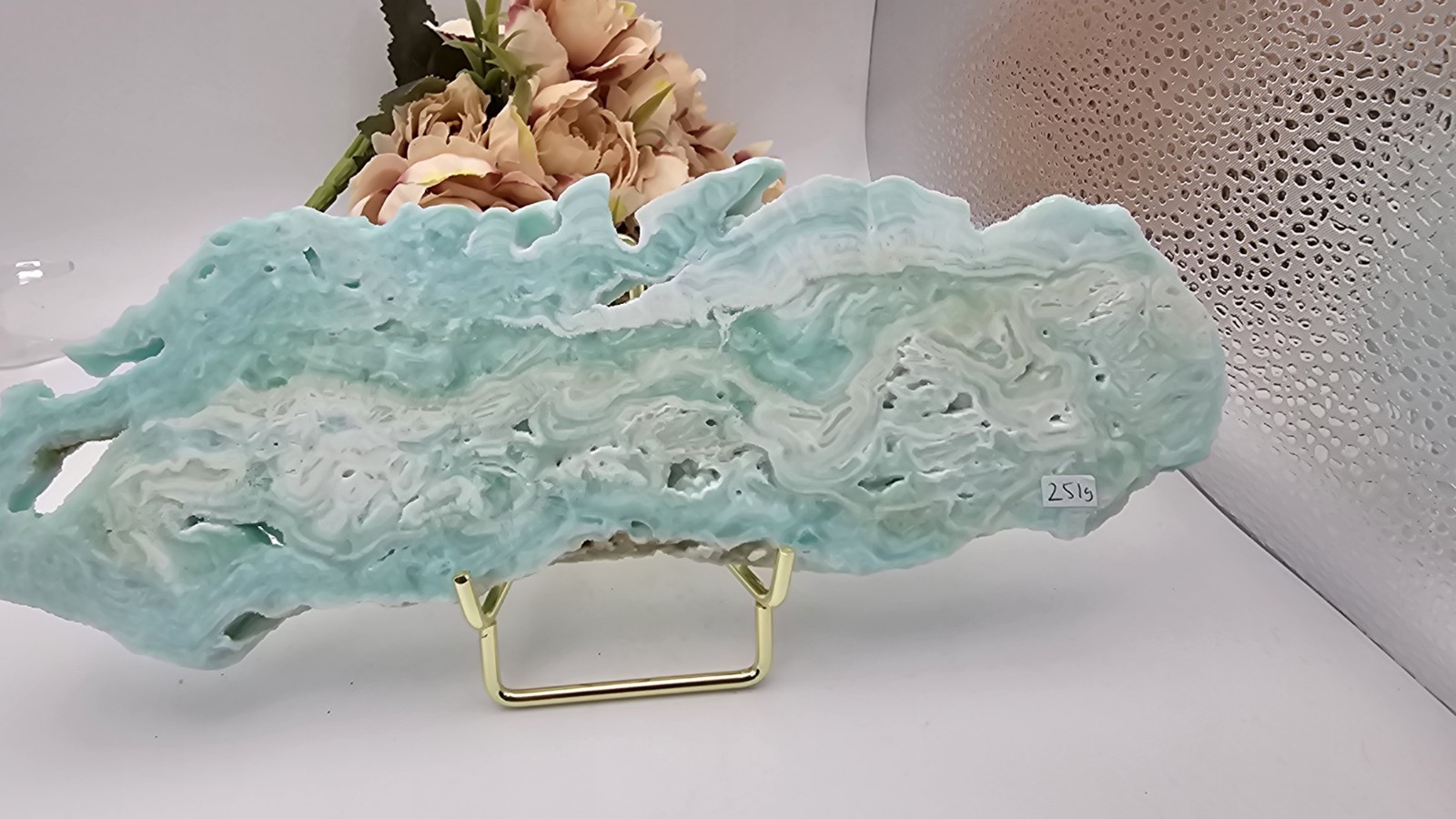 large hemimorphite Slab Slice 251g 7.5cm beach caribbean calcite carribean