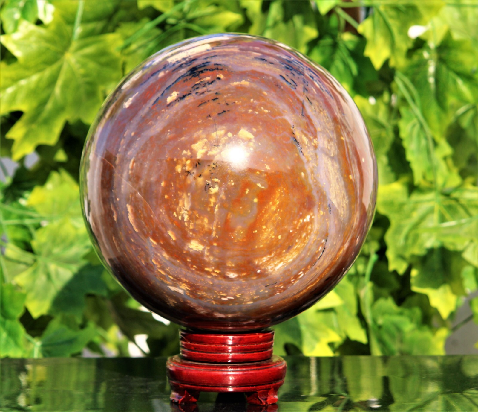 XL 41Lb Red Sonoran Dendritic Rhyolite Crystal Healing Metaphysical Stone Sphere