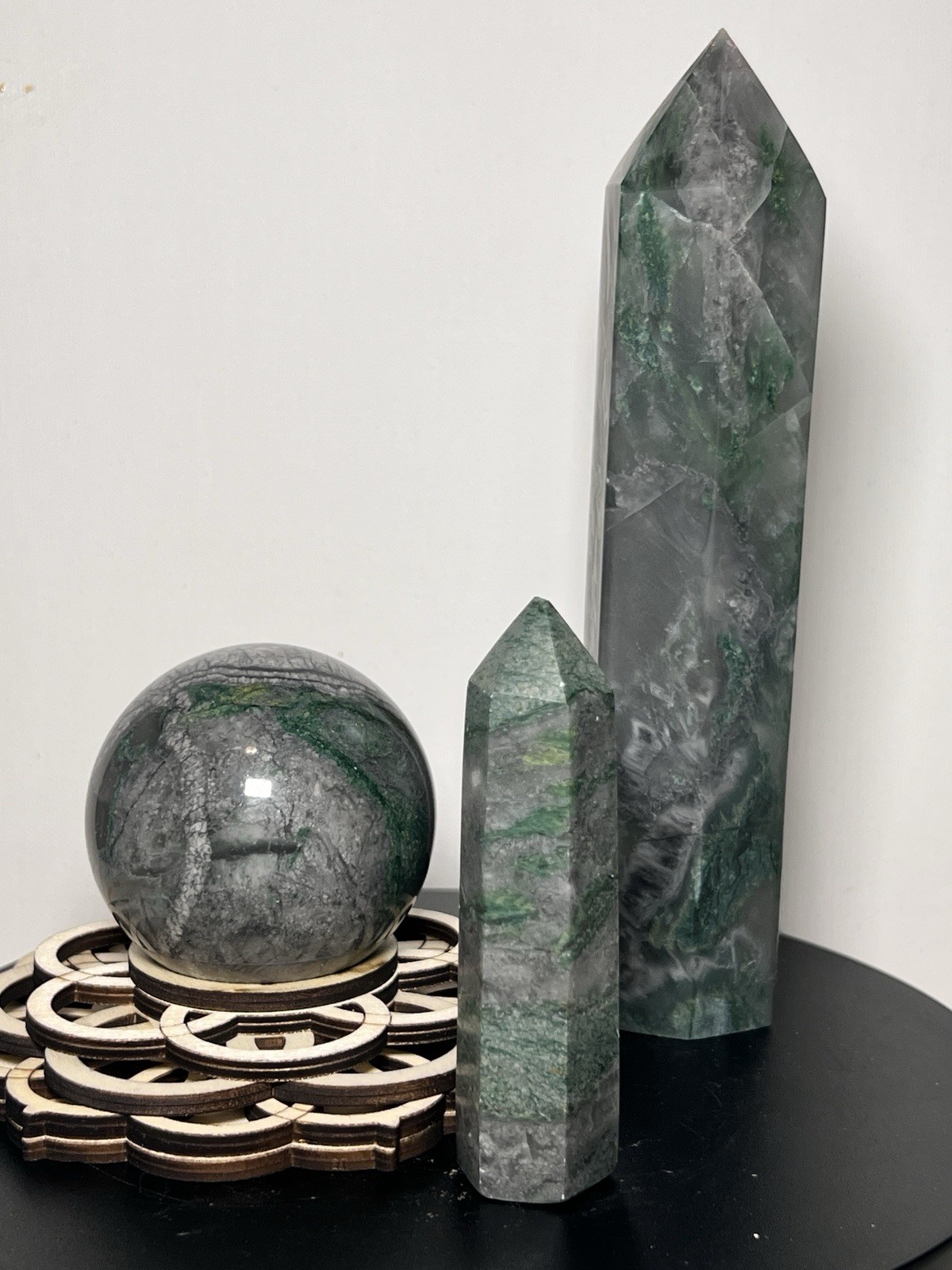 African Green Jade 3 Piece Set – See description & pics for more information