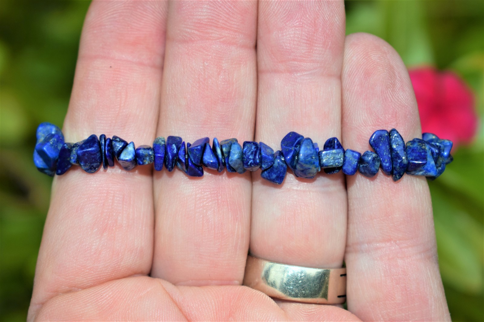 Premium CHARGED Lapis Lazuli Crystal Chip Stretchy Bracelet + Selenite Charger