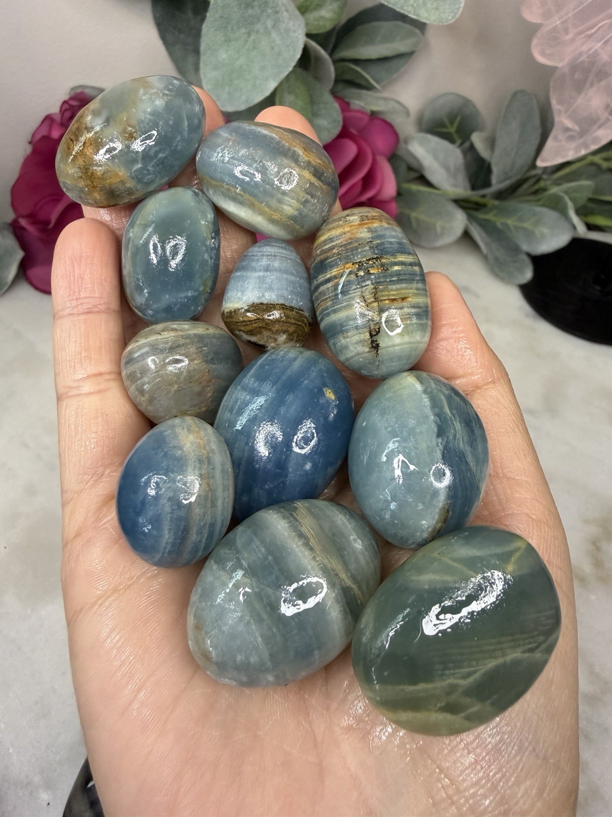 Blue Onyx Tumbles Crystal Healing Stone Polished Polished Stones