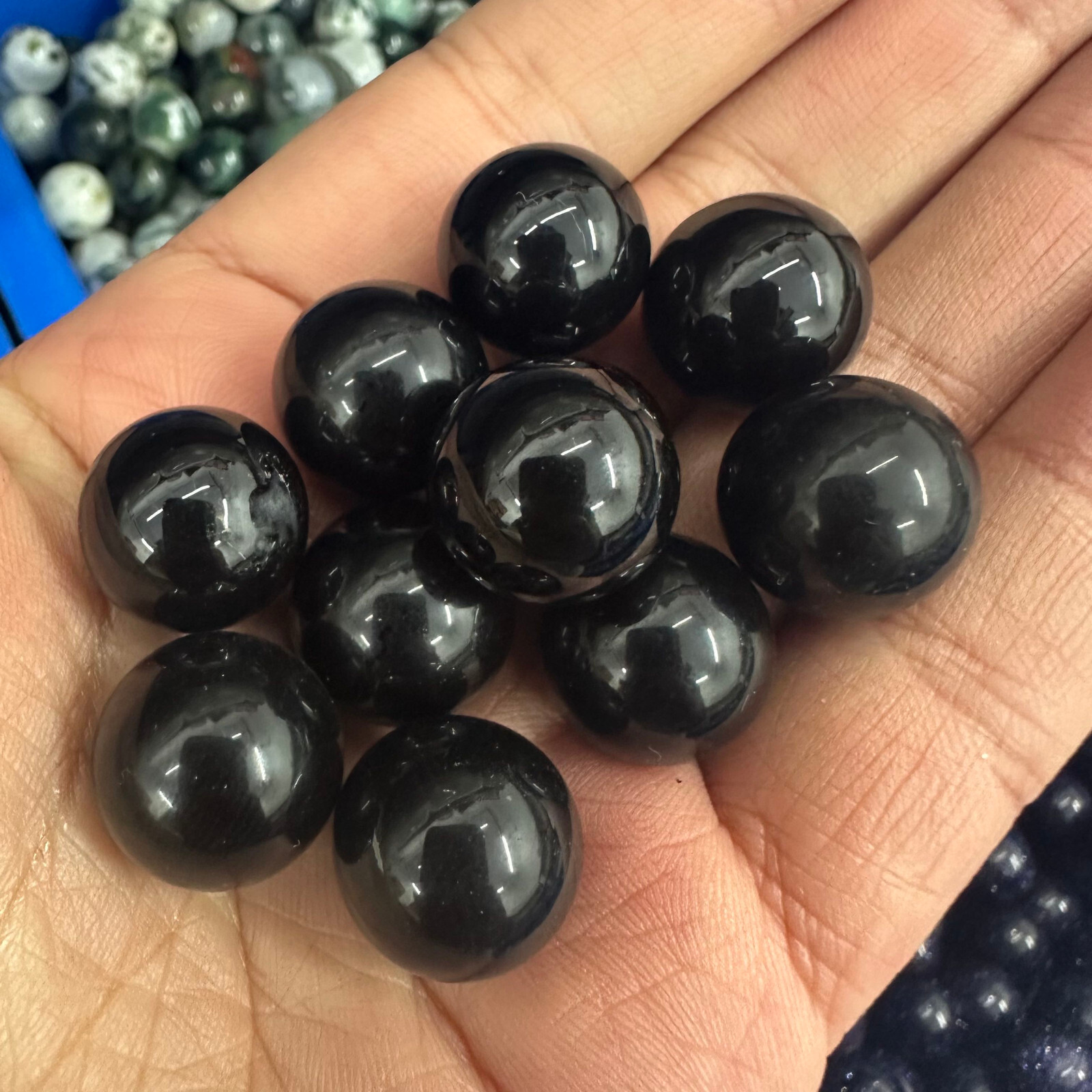 10PC Wholesale Natural Obsidian Ball Quartz Crystal Sphere Energy Healing Stone