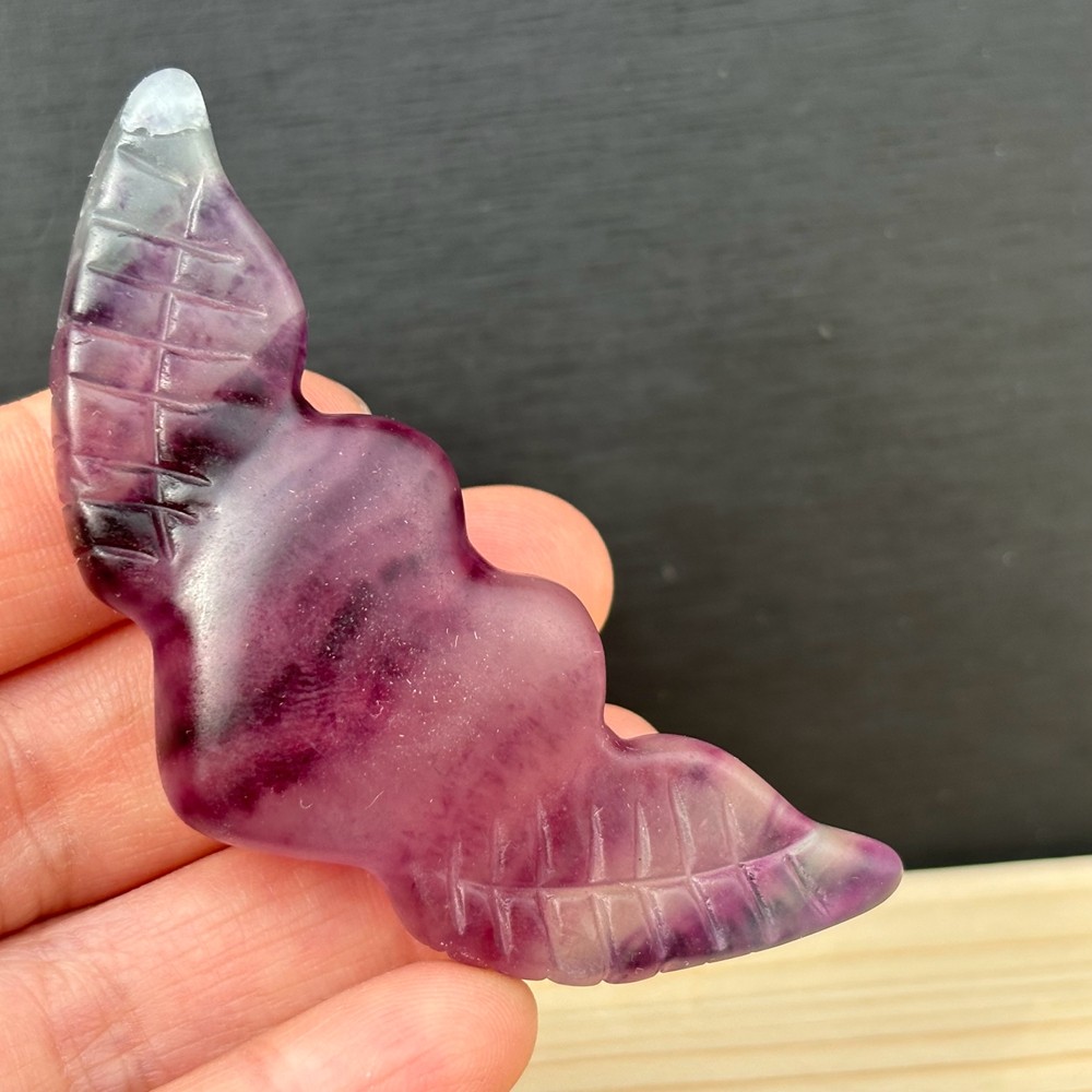 Natural Fluorite Quartz Love Wings Skull Carved Crystal Skull Reiki Healing