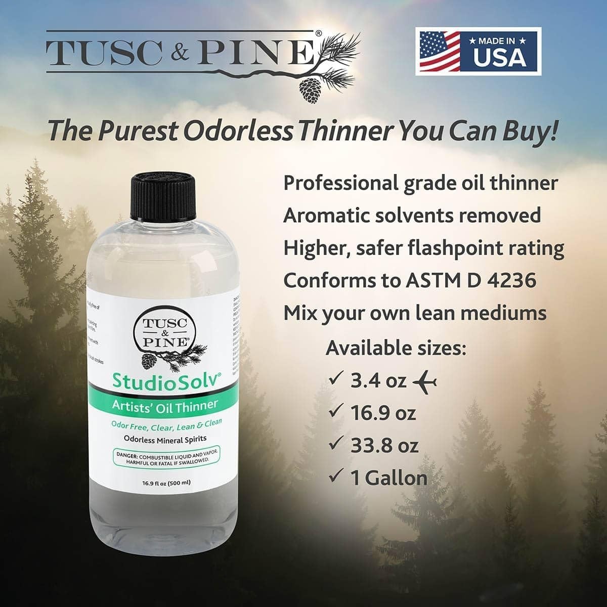 33.8oz StudioSolv Odorless Spirits – Ideal Professional Oil Thinner for Studios