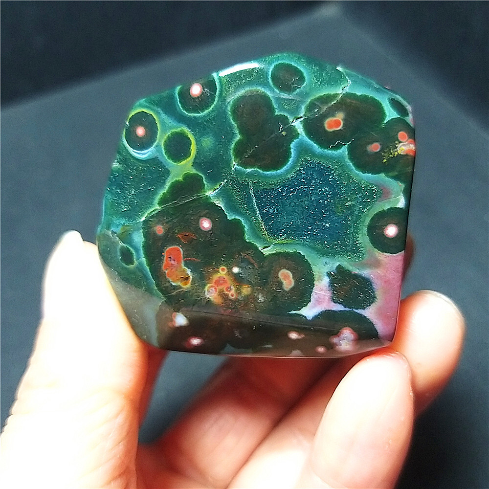TOP 72G Natural Polished Orbicular Ocean Jasper 8th Vein Reiki Healing B741