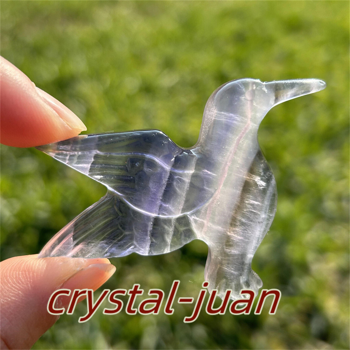 2″+ Natural Fluorite humming bird skull Carved Quartz Crystal skull Reiki heal