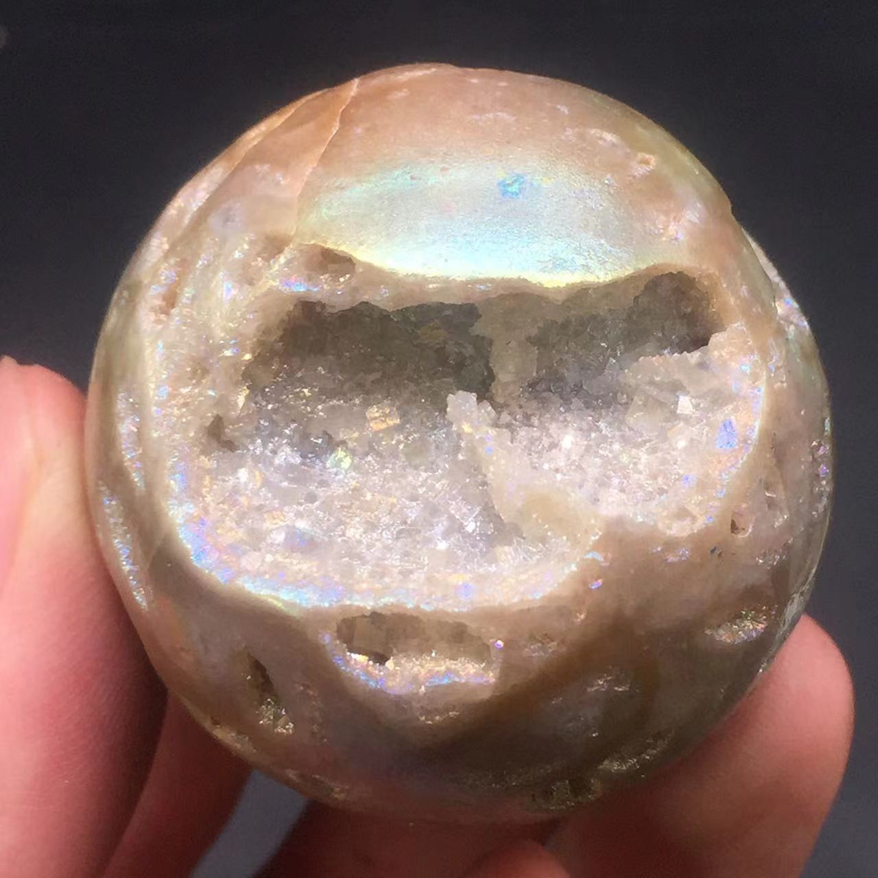 Angel Aura Natural Sphalerite Crystal Geode Druzy Ball Healing Decorate 43mm