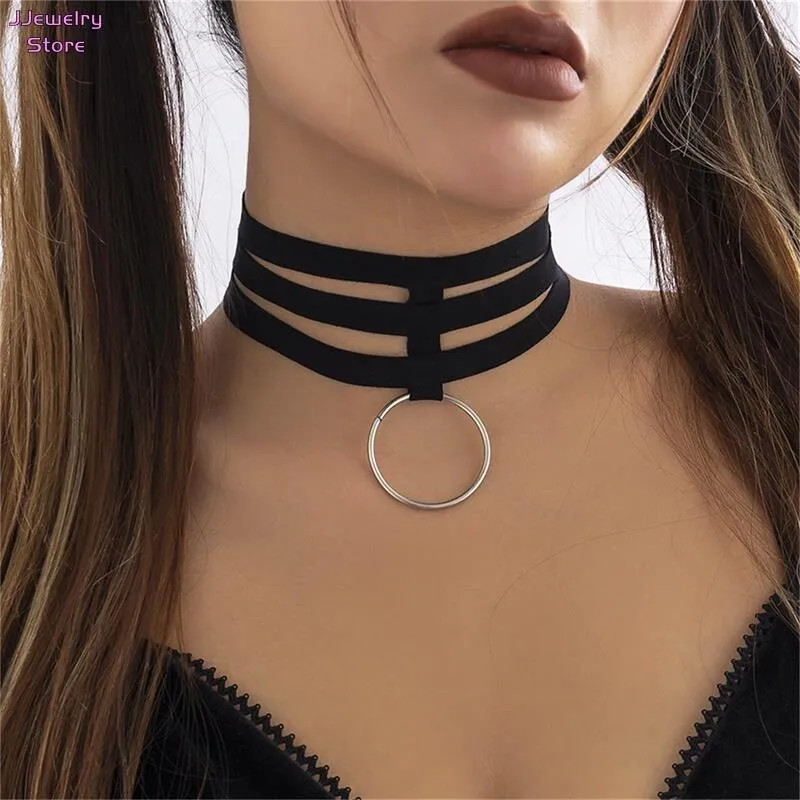 Women’s Fashion Jewelry Black Velvet Velvet Layered Choker Collar Necklace 1PC