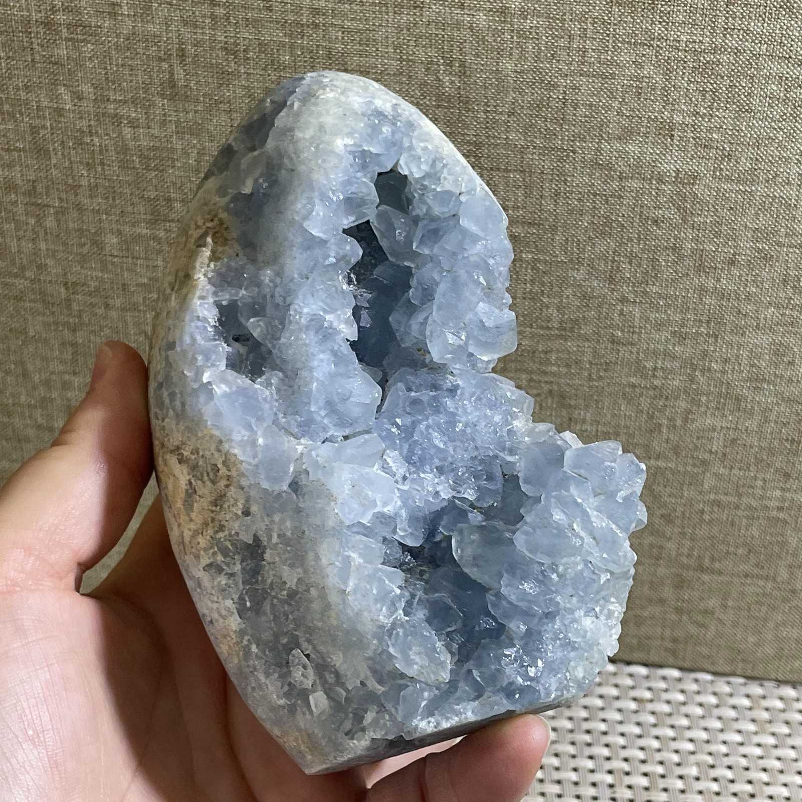 1038g Celestite Crystal Natural Sky Blue Geode Cluster – Rough Stone Crystal